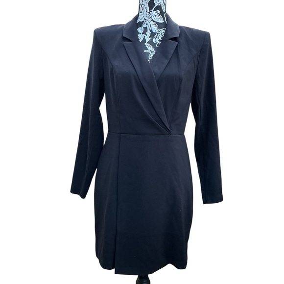 Express Black Mini Blazer Dress - Tailored V-Neck - Picture 2 of 5